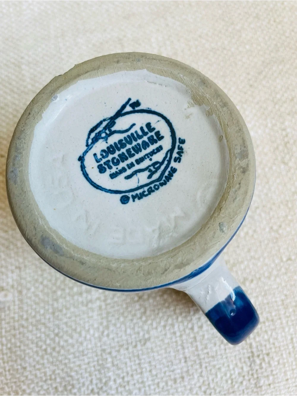 Louisville Stoneware Christmas Carol Blue & White Ceramic Coffee Mug